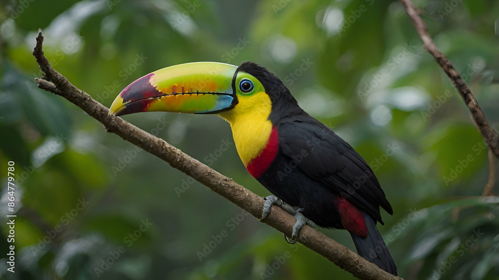 Rain forest cute bird, Yellow-throated toucan Rain forest cute bird, Yellow-throated toucan