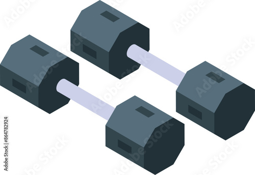 Set of dumbbells is lying on the ground, ready for a home workout