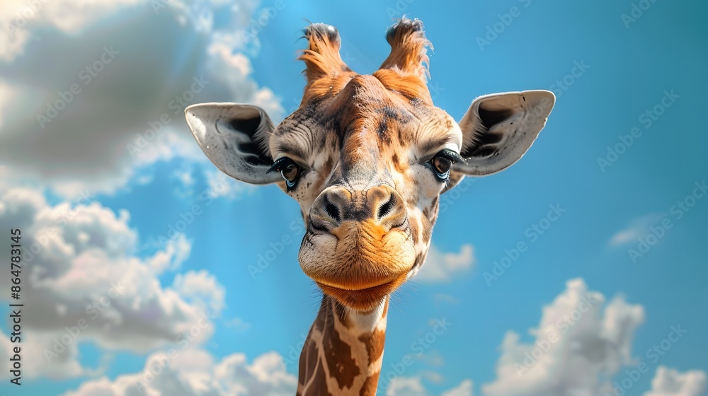Fototapeta premium Fun giraffe on white background.