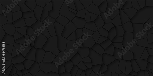 black quartz crystalized broken glass effect vector background. 3d papercut and multi-layer cutout geometric pattern on vector background. broken stained glass black lines geometric pattern.