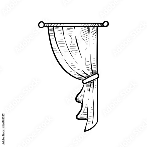 curtains handdrawn illustration