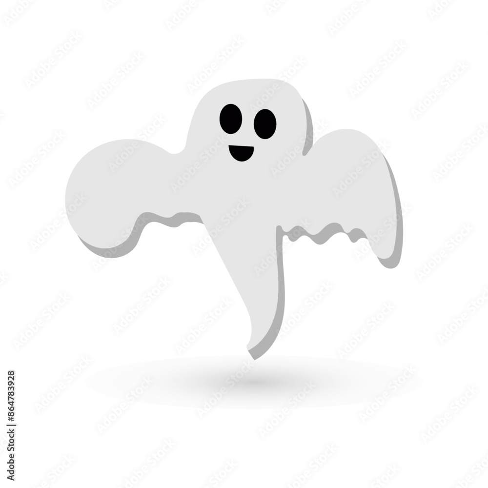 Halloween ghost scary monster autumn holiday spooky spirit flying ghost icon with cute spooky happy and funny faces poster or banner vector illustration Halloween ghost scary monster autumn holiday spooky spirit flying ghost icon with cute spooky happy and funny faces poster or banner vector illustration