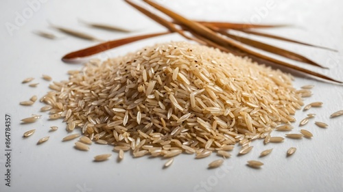 Rice on white background