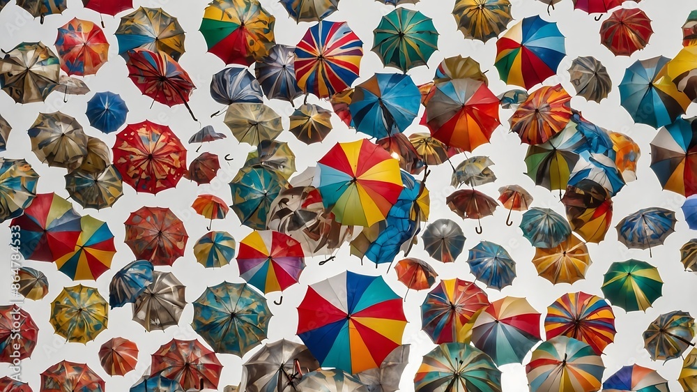 Fototapeta premium Colorful umbrellas on white background