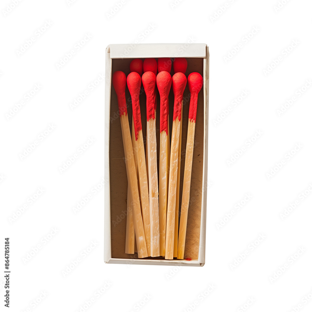 Open stylish matchbox with red matches isolated on a transparent background Open stylish matchbox with red matches isolated on a transparent background