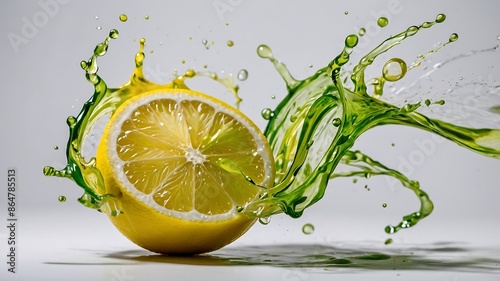 Lemon and lime slices in a refreshing citrus water on white background 
