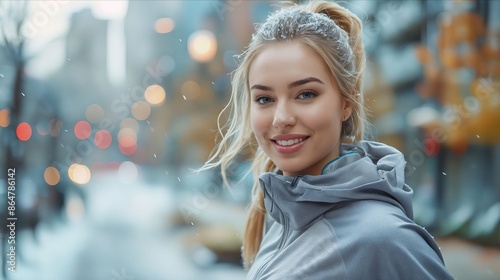 A beautiful woman smiling in the winter.