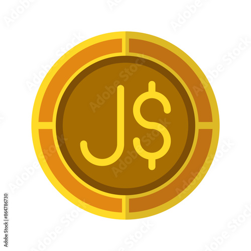 Dollar coin icon. Currency flat icons in golden color, symbol of Jamaican money. Vector Illustrations. photo