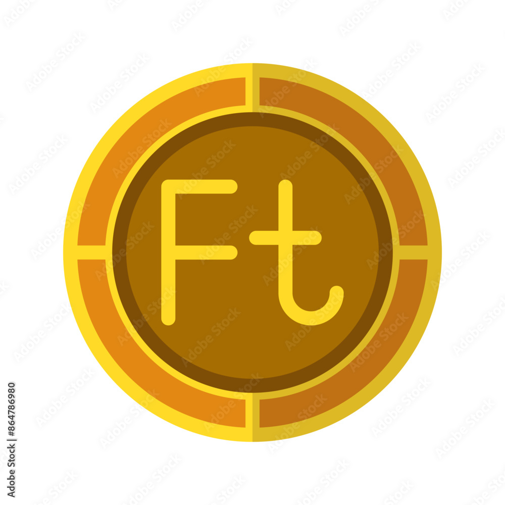 Florint coin icon. Currency flat icons in golden color, symbols of Hungarian money. Vector Illustrations. Florint coin icon. Currency flat icons in golden color, symbols of Hungarian money. Vector Illustrations.