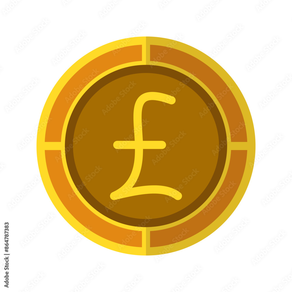 Pound coin icon. Currency flat icons in golden color, British money symbol. Vector Illustrations. Pound coin icon. Currency flat icons in golden color, British money symbol. Vector Illustrations.