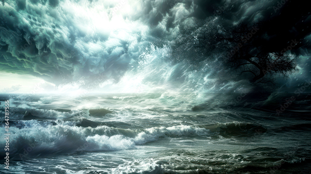 Fototapeta premium illustration tempest tornado in nature