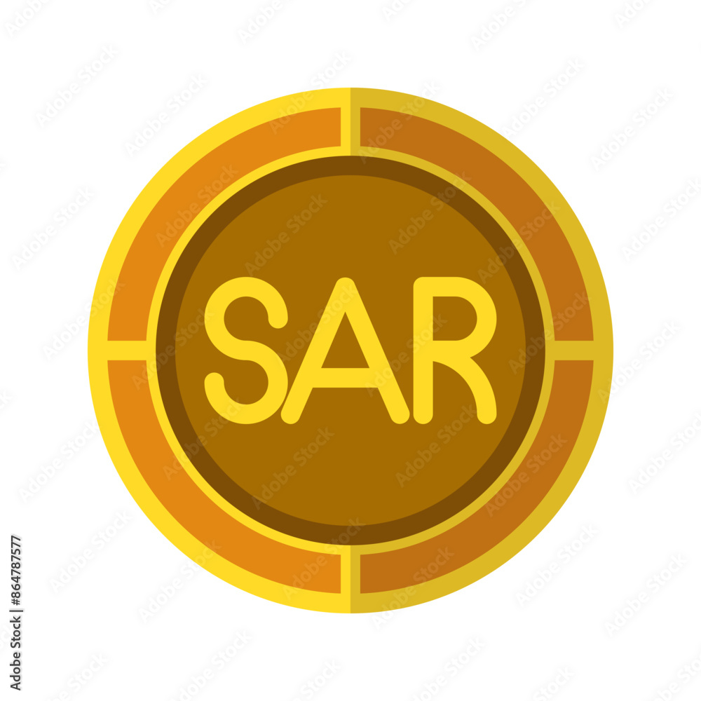Riyal coin icon. Currency flat icons in golden color, symbol of Saudi Arabian money. Vector Illustrations. Riyal coin icon. Currency flat icons in golden color, symbol of Saudi Arabian money. Vector Illustrations.