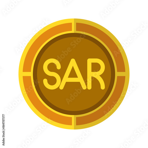 Riyal coin icon. Currency flat icons in golden color, symbol of Saudi Arabian money. Vector Illustrations.