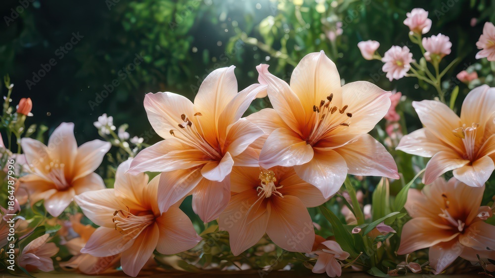Fototapeta premium Soft Pink Lilies in Bloom.