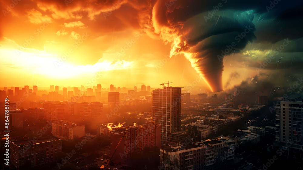 Fototapeta premium illustration tempest tornado in nature