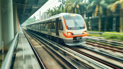 closeup high speed of train motion blur
