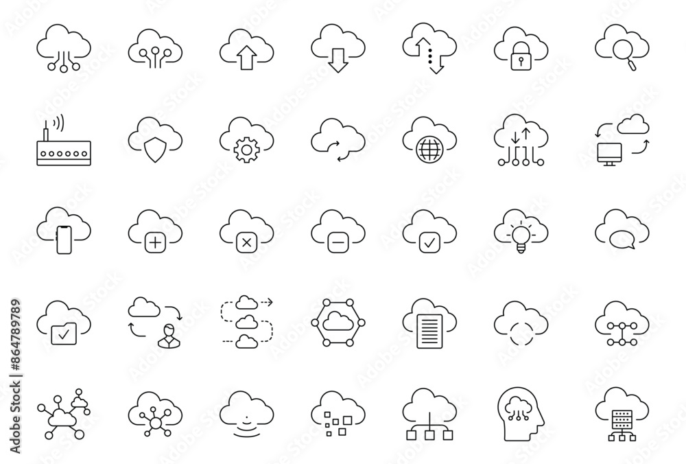 Cloud data Icons Pack.Thin linear style icons Pack. Vector Illustration Cloud data Icons Pack.Thin linear style icons Pack. Vector Illustration