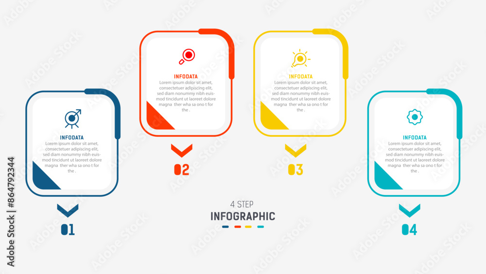 Three Step Infographic label design Vector template with line icons ...
