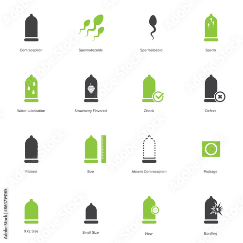 Condom icon set. Safe sex icon vector illustration	