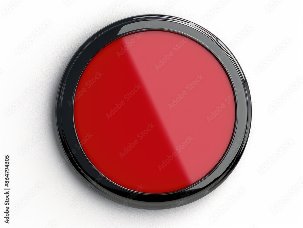 A red button with a black border. The button is shiny and reflective. It is a simple design with no text A red button with a black border. The button is shiny and reflective. It is a simple design with no text
