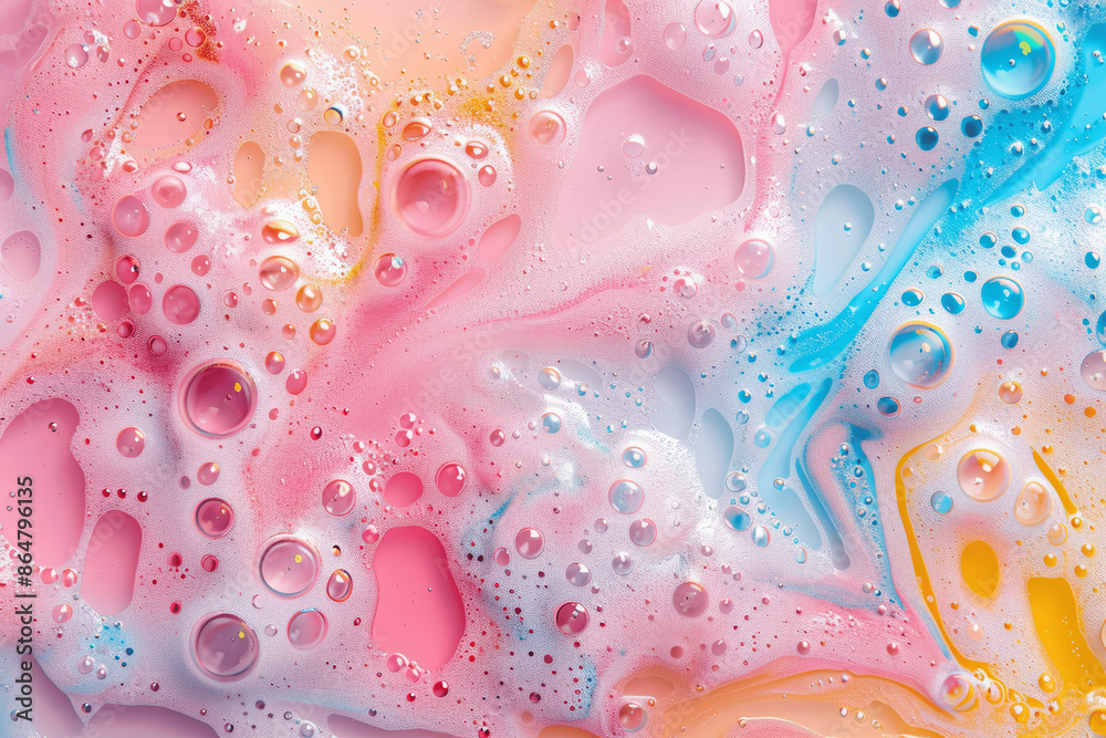 Colorful Bubble Background with Soapy Foam Texture in Pastel Shades Close-Up Colorful Bubble Background with Soapy Foam Texture in Pastel Shades Close-Up