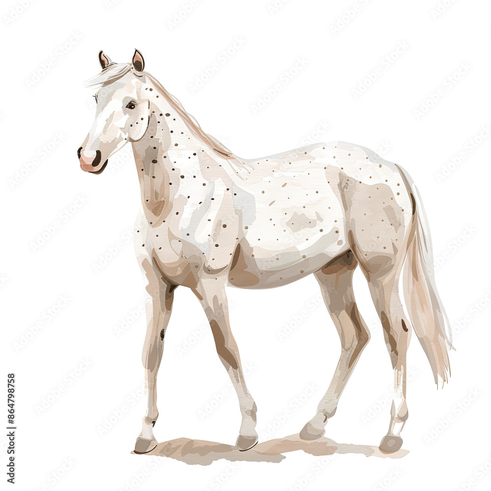 Obraz premium A white horse with a white mane and a black nose