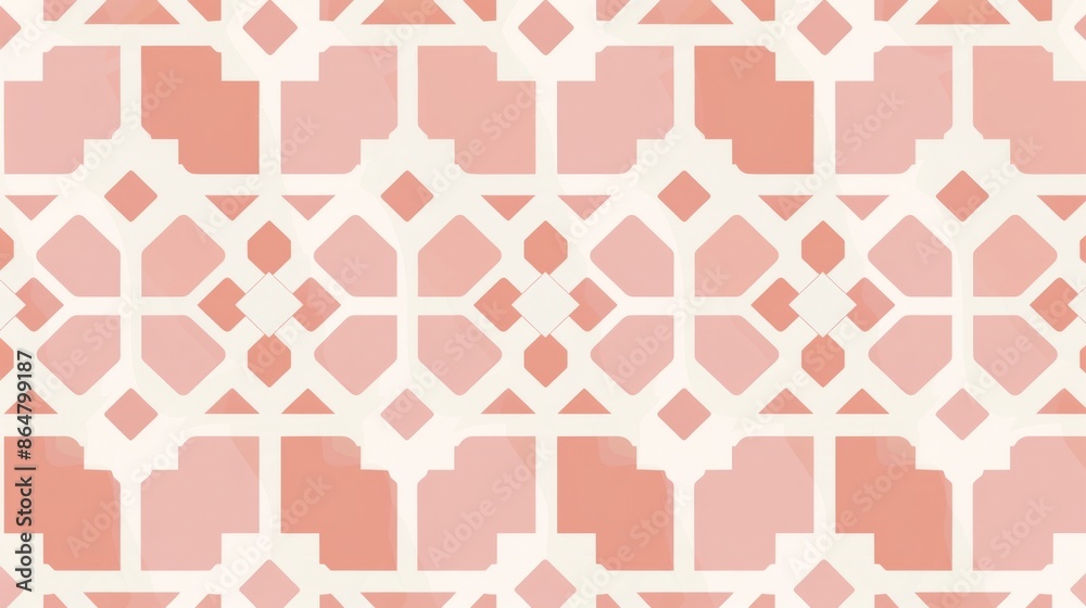 Digital illustration with geometric lattice pattern in light blush pink. Flat style design for trendy aesthetic, background, wallpaper Digital illustration with geometric lattice pattern in light blush pink. Flat style design for trendy aesthetic, background, wallpaper