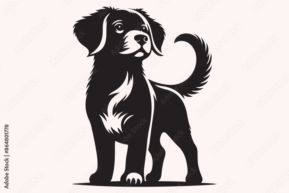 Obraz premium A dog silhouette vector isolated on a white background
