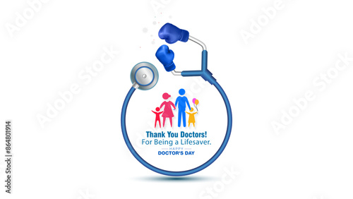 National Doctors' Day creative poster. Recognize the contributions of physicians doctors to individual lives and communities.