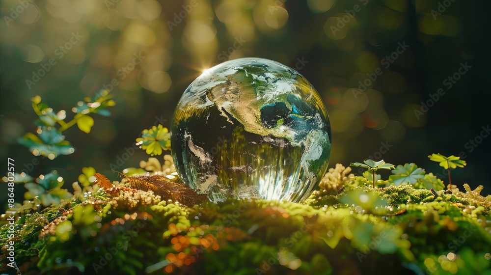 Amidst A Serene Forest Setting A Crystal Globe Adorned With amidst-a-serene-forest-setting-a-crystal-globe-adorned-with