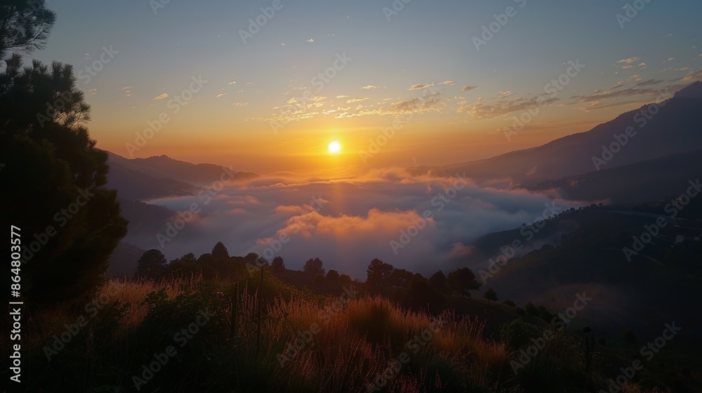 Obraz premium Spectacular Sunrise in the Stunning Mountains 