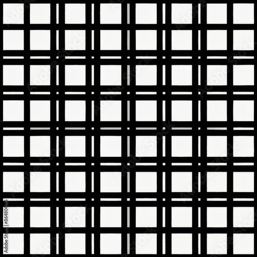 seamless pattern of minimalist windowpane grids in black and white, Generative AI