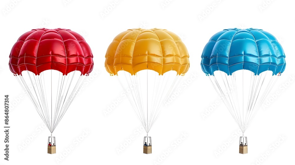 Obraz premium Parachutes in the Sky Capturing the Thrill of Skydiving Adventure