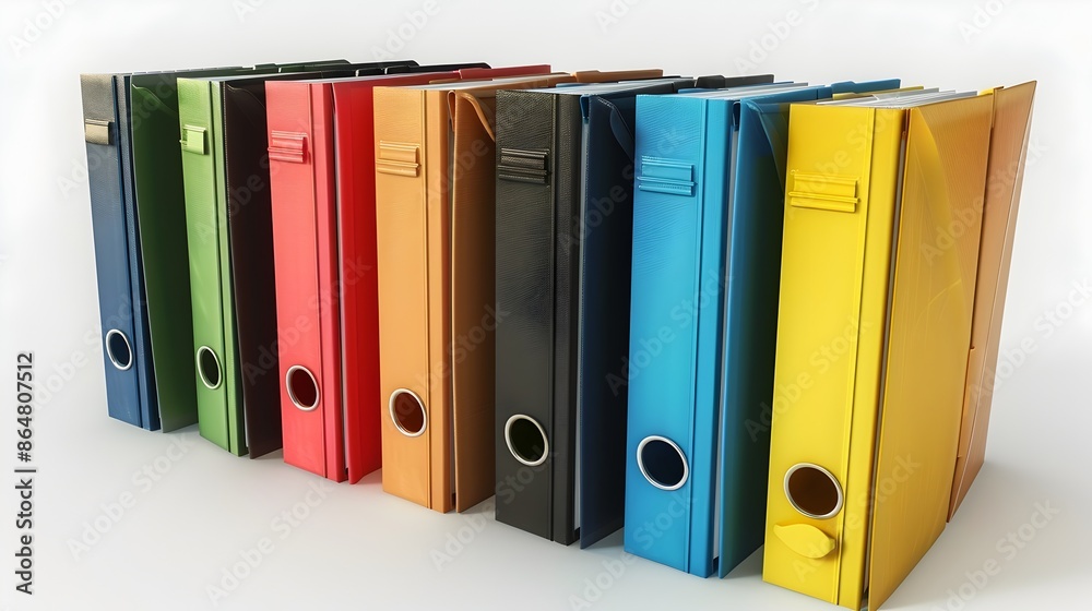 Photo of Assorted Binders Isolated on White Background Photo of Assorted Binders Isolated on White Background