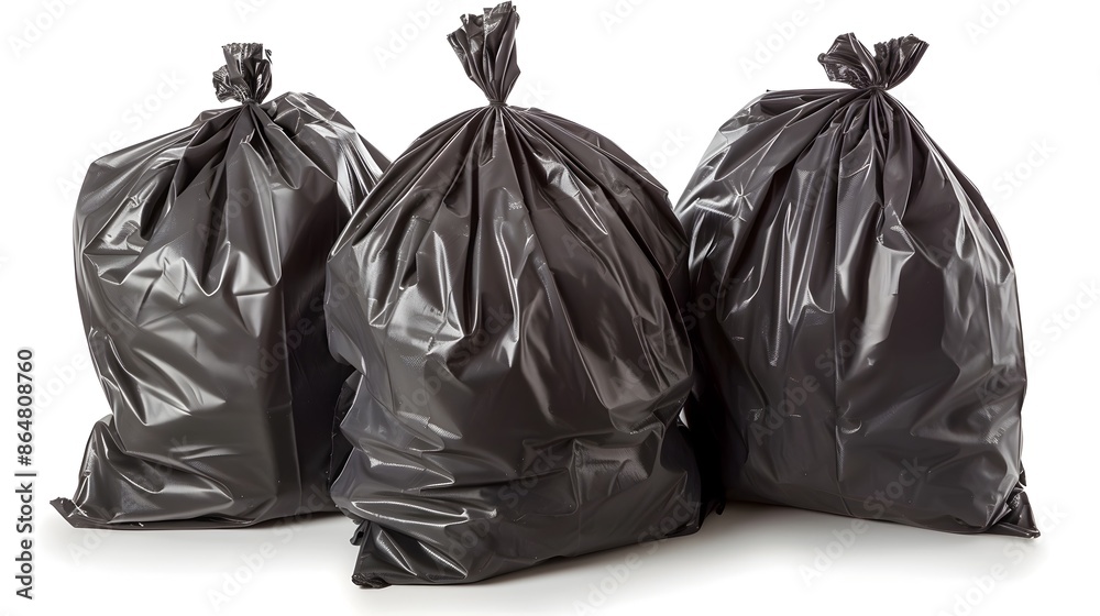 Photo of Garbage Bags Isolated on White Background Photo of Garbage Bags Isolated on White Background