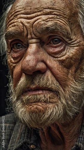 Weathered Wisdom: Close-Up Portrait of an Elderly Man