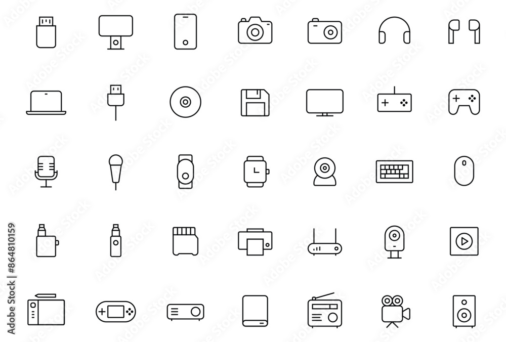 Devices Icons Pack. Outline icons pack. Editable vector icon Devices Icons Pack. Outline icons pack. Editable vector icon
