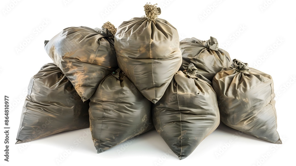 Photo of Stacked Gravel Bags on White Background Photo of Stacked Gravel Bags on White Background