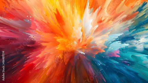 Wallpaper Mural Colorful abstract explosion of colors with a central burst of bright hues radiating outward, blending into a gradient of complementary colors Torontodigital.ca