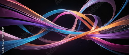 Colorful Abstract Neon Light Streaks on Dark Background