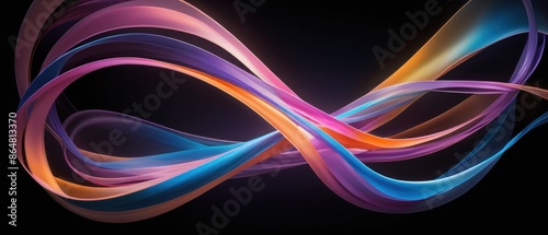 Colorful Abstract Neon Light Streaks on Dark Background
