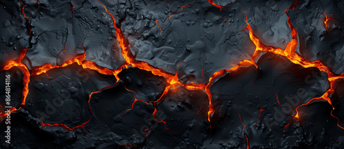 Abstract Lava Texture Background Dark Mysterious Wallpaper Design with Black Rock and Orange Flames Hyperrealistic 8K Halloween Molten Lava Fiery Rock Backdrop Grunge Texture Wide Banner