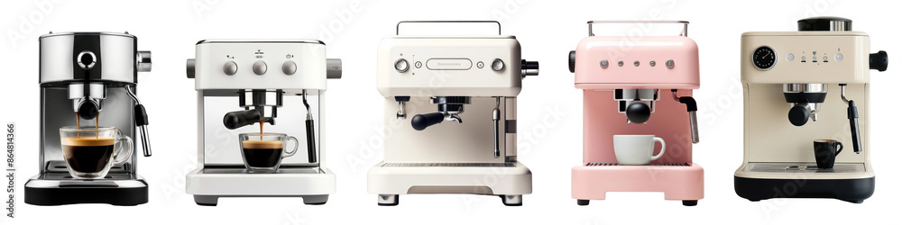 PNG Coffee machine appliance cut out element set PNG Coffee machine appliance cut out element set