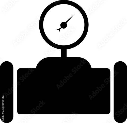 Pipeline. Pipe with valve and tap for gas, oil, plumbing or water. Fuel power technology. Oil and gas extraction, production and transportation industrial icon, isolated on transparent background.