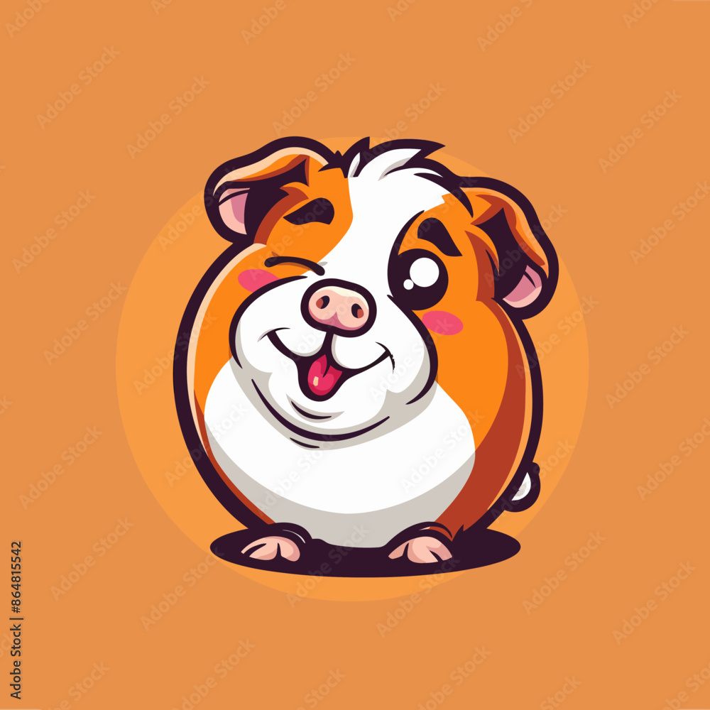 Fototapeta premium cartoon character logo, Guinea Pig, winking, smiling, 2d, vector illustration, mascot logo