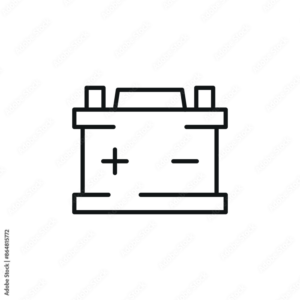 Car Battery icon. A representation of a car battery with positive and negative symbols and a lightning bolt to indicate its function as a power source for vehicle operation. Vector illustration Car Battery icon. A representation of a car battery with positive and negative symbols and a lightning bolt to indicate its function as a power source for vehicle operation. Vector illustration