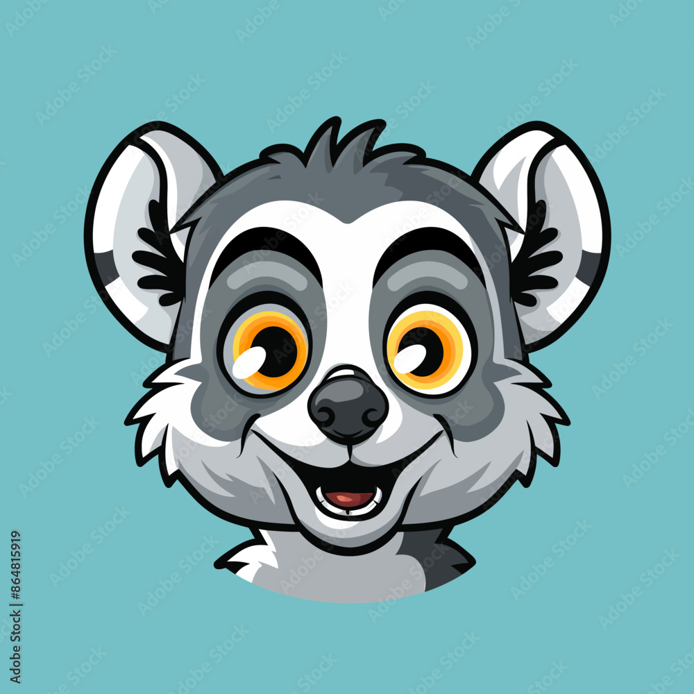 Obraz premium cartoon character logo, Lemur, winking, smiling, 2d, vector illustration, mascot logo