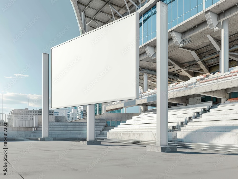 Fototapeta premium Empty white signboard mockup at a sports stadium entrance
