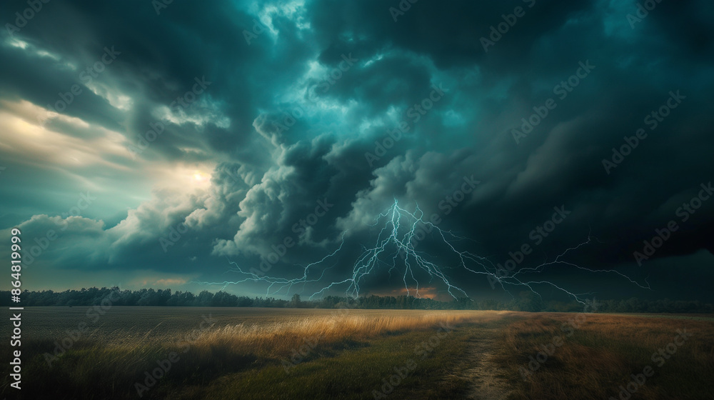 Dramatic Thunderstorm Over Countryside Dramatic Thunderstorm Over Countryside