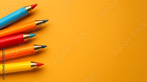 Vibrant Firework Rockets Bursting Against green Background with Copy Space photo